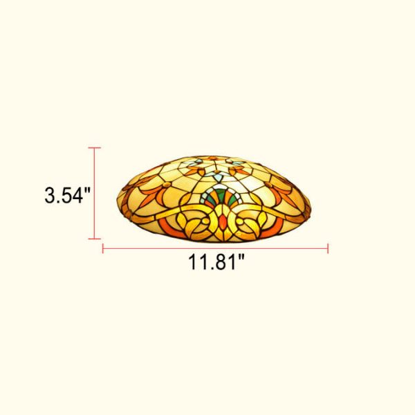 European Tiffany Baroque Round Stained Glass 2/3/4 Light Flush Mount Ceiling Light - Image 10