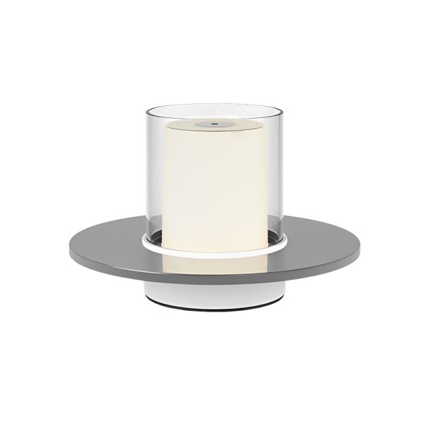 Modern Cordless Cylinder Candle Table Lamp with Dish Base - Image 11