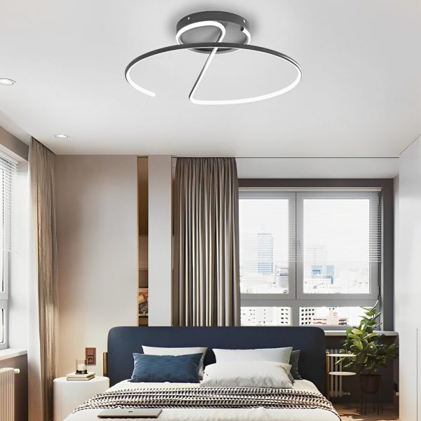 Semi Circle Streamlined Metal Dimmable LED Modern Ceiling Light Fixture - Image 5