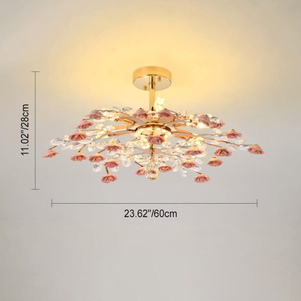 Modern Luxury Rose Iron Ceramic Crystal 6/7/8 Light Chandelier - Image 4