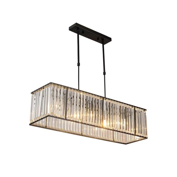 4-Light Dimmable Kitchen Island Crystal Rectangle Chandelier - Image 7