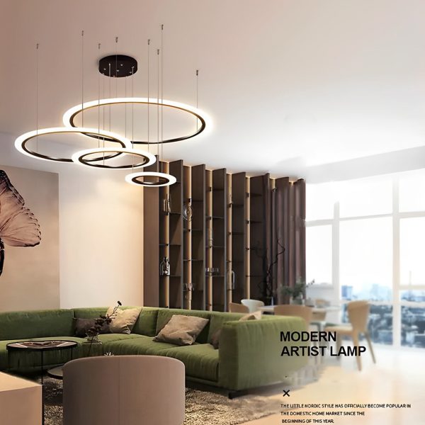 4 Circles Artistic Dimmable LED Modern Pendant Lighting Chandeliers - Image 6