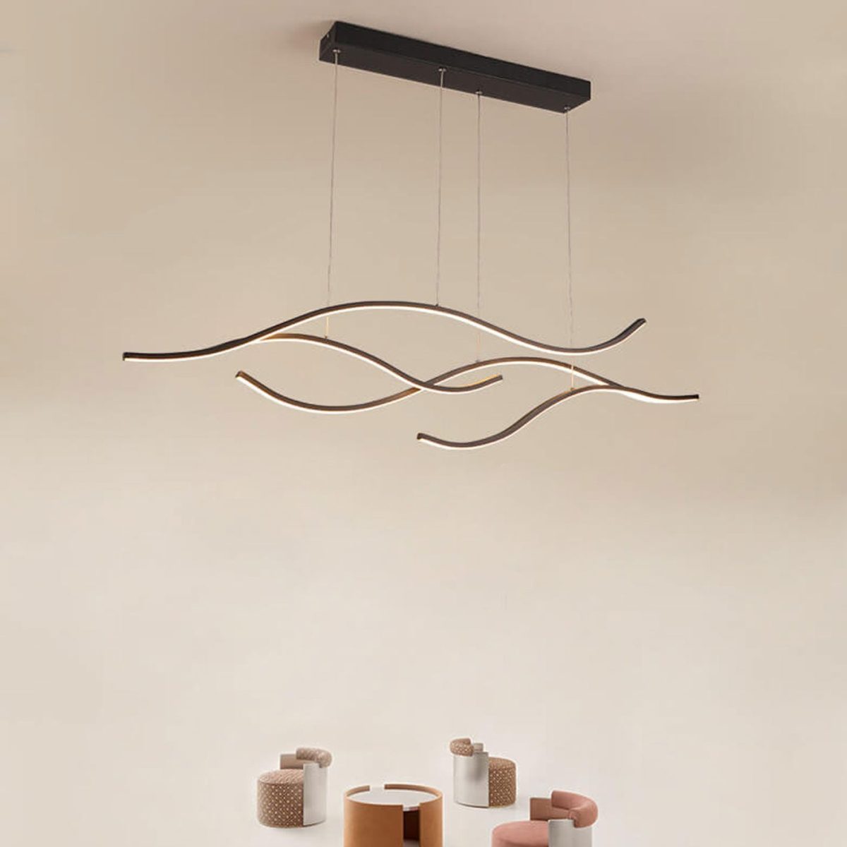 Nordic Creative Long Line Island Light LED Art Chandelier - Image 14