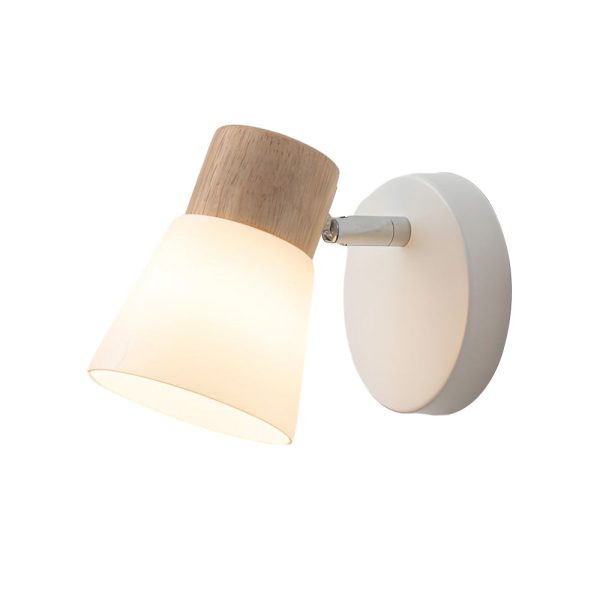 Wood Glass Cone Rotatable Light Wall Sconce, White - Image 8
