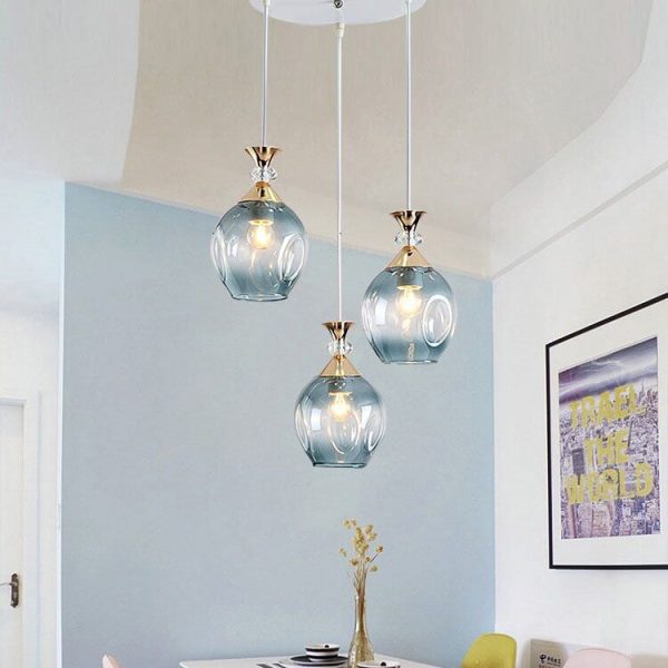 Nordic Gradient Glass Orb 1/3 Light Island Light Chandelier - Image 4