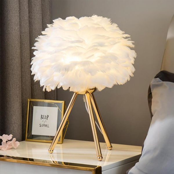 Modern Swan Feather 1-Light Globe Standing Table Lamp - Image 8