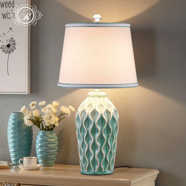 Modern Simple Fabric Ice Cracked Ceramics 1-Light Table Lamp - Image 15