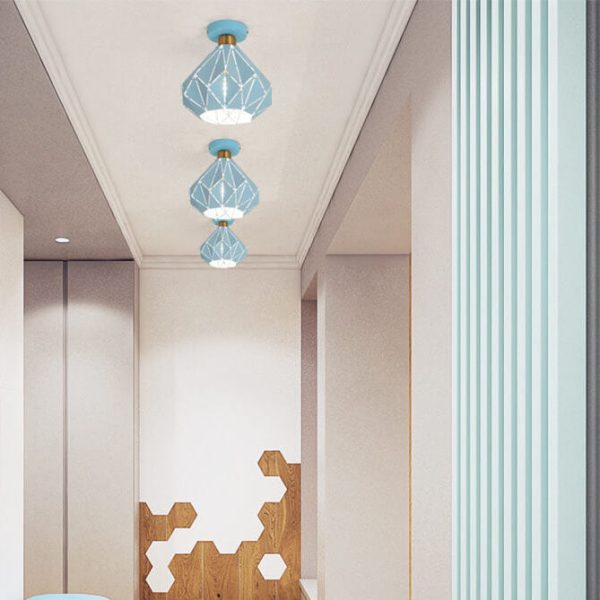 Modern Creative Diamond Dome 1-Light Macaron Semi-Flush Mount Ceiling Light - Image 5
