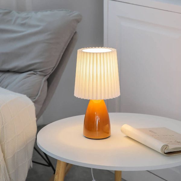 Nordic Vintage Pleated Shade Glass Base 1-Light Table Lamp - Image 4