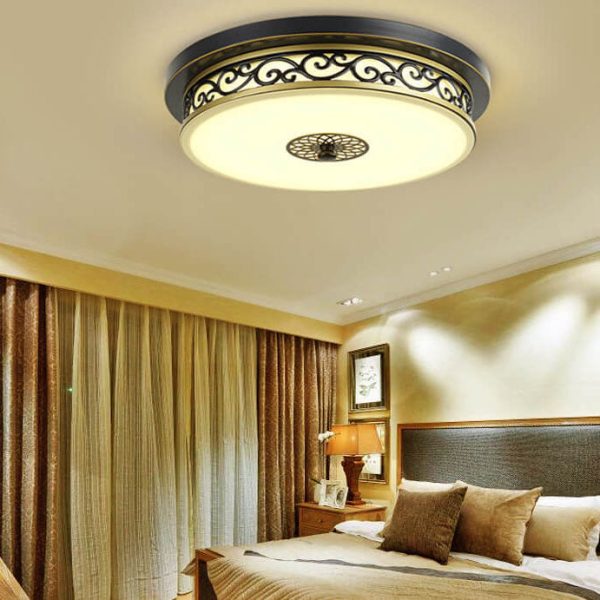 Vintage Circle Patterned Edge Iron 1-Light LED Flush Mount Ceiling Light - Image 2