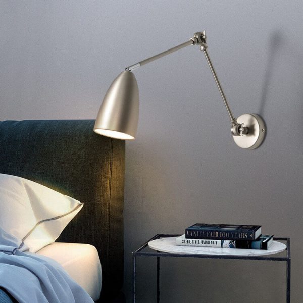 Retro Industrial Swing Arm Rotating Retractable Iron 1-Light Wall Sconce Lamp - Image 6