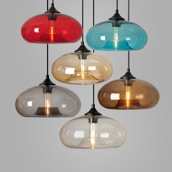 Creative Colored Glass Oval 1-Light Pendant Light - Image 4
