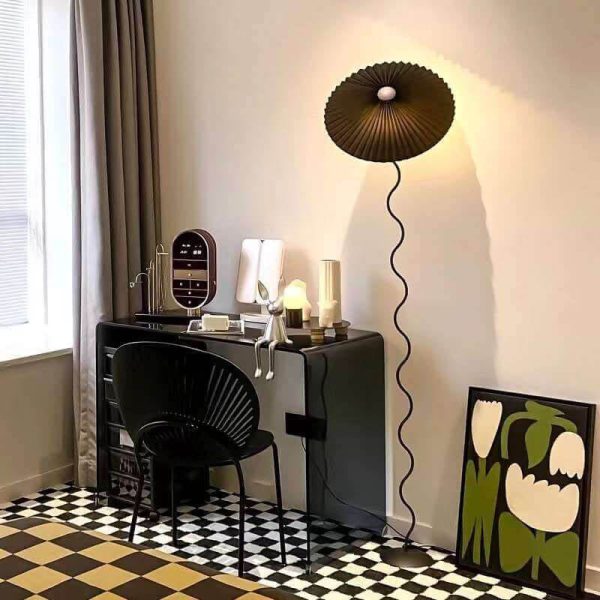 Vintage Fabric Pleated Shade 1-Light Standing Floor Lamp - Image 9