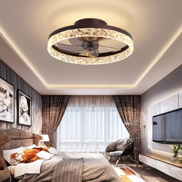 Modern Circle Ring LED Semi-Flush Mount Ceiling Fan Light - Image 22