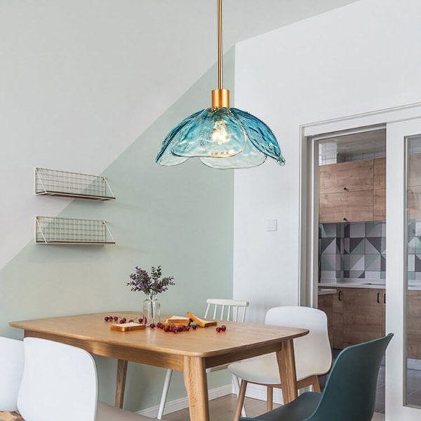 Modern Flower Petal Stained Glass 1-Light Pendant Light - Image 6