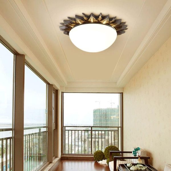 Vintage Glass Sun Bowl Shaped 1/3-Light Flush Mount Ceiling Light - Image 5