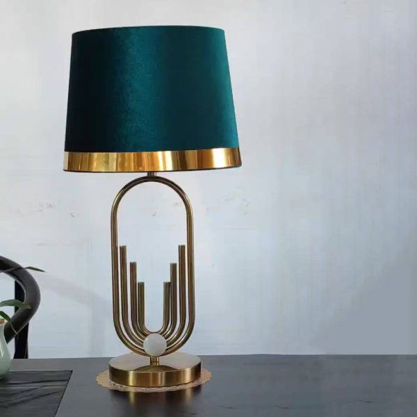 Modern Luxury Fabric Gold Oval Ring Base 1-Light Table Lamp - Image 18