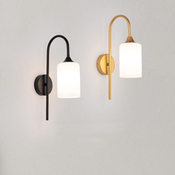 Modern Minimalist Glass Cylindrical Shade Bending Arm 1-Light Wall Sconce Lamp - Image 3