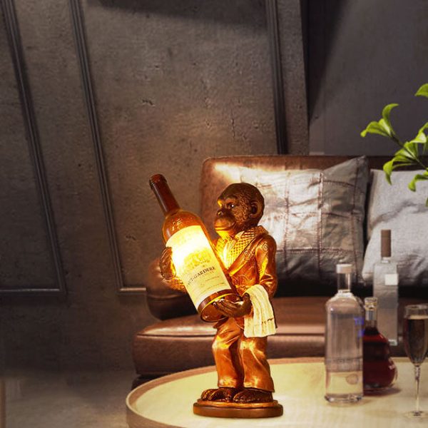 Retro Creative Monkey Resin Wine Bottle 1-Light Decoration Table Lamp - Image 4