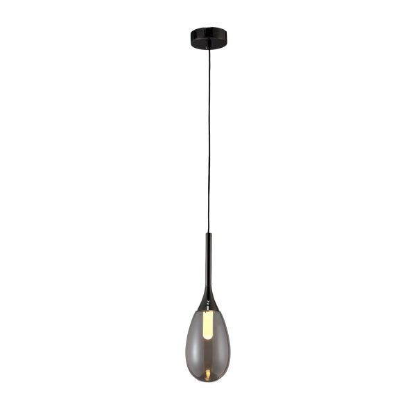 Modern 1-Light LED Teardrop Glass Pendant Light in Amber/Smoke Gray - Image 8
