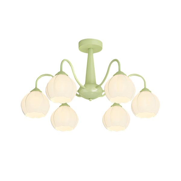 6 Round Flowers Bell Orchid Three Step Dimming Modern Chandelier Lamp - Image 6