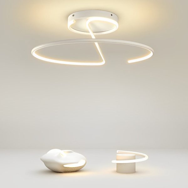 16 inch Sleek Wire-inspired Circular Modern LED Semi Flush Mount Ceiling Light - Image 3