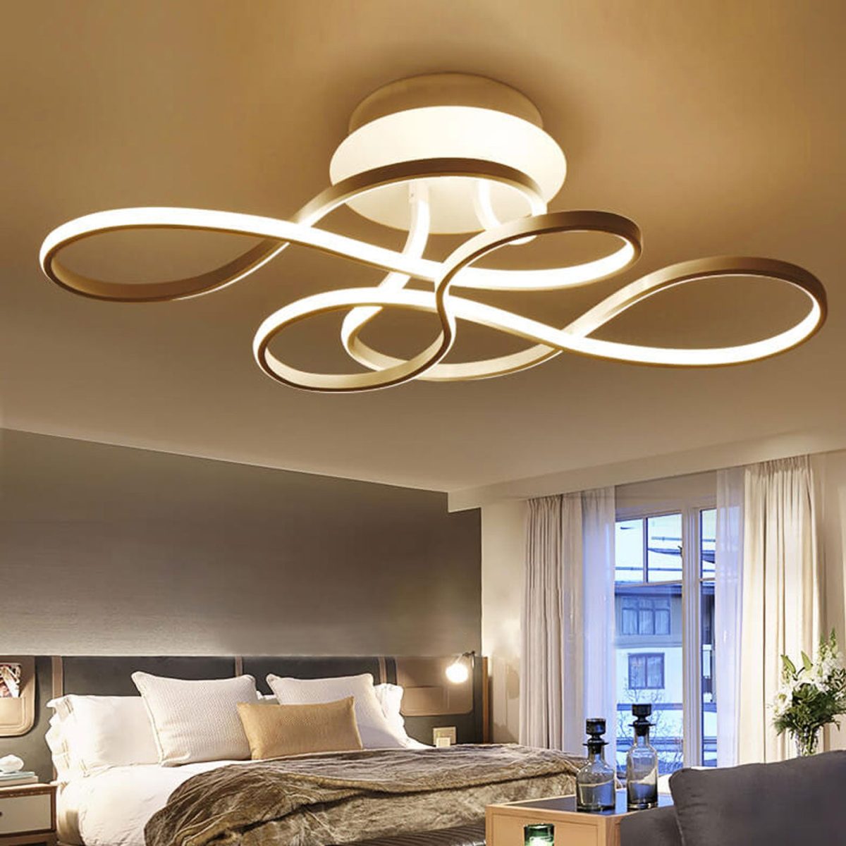 Modern Minimalist Aluminum Acrylic Line LED Flush Mount Ceiling Light - Image 3