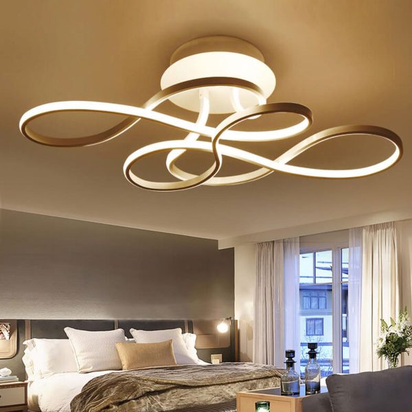 Modern Minimalist Aluminum Acrylic Line LED Flush Mount Ceiling Light - Image 3