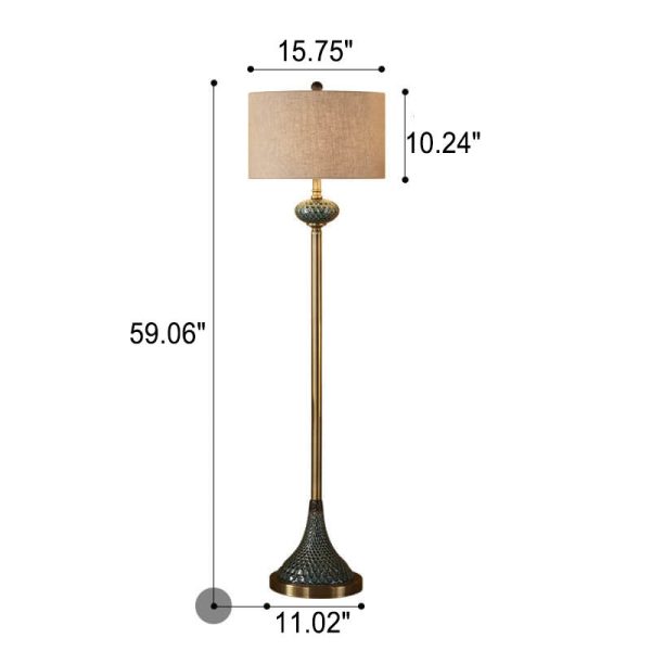 European Light Luxury With Plate Ceramic Hardware Fabric 1-Light Standing Floor Lamp - Image 4