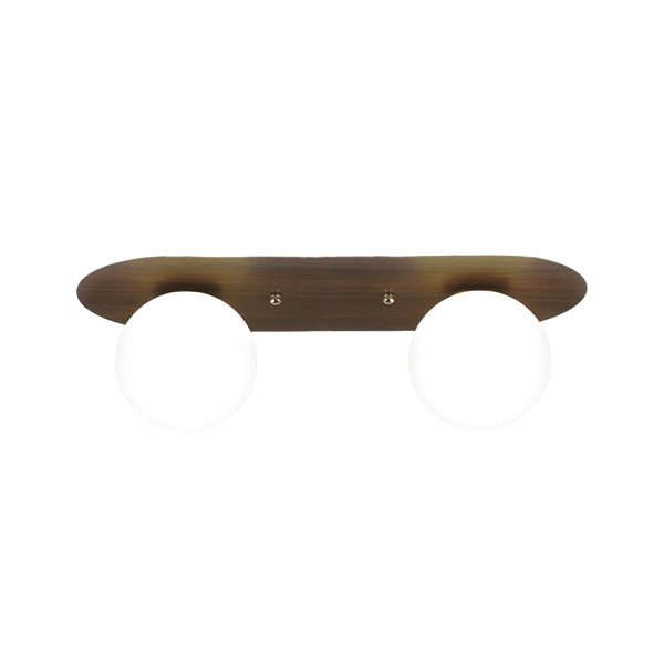 Flush Mounted Walnut Board Ceiling Light with 2/3/4 Milky White Glass Globes - Image 9