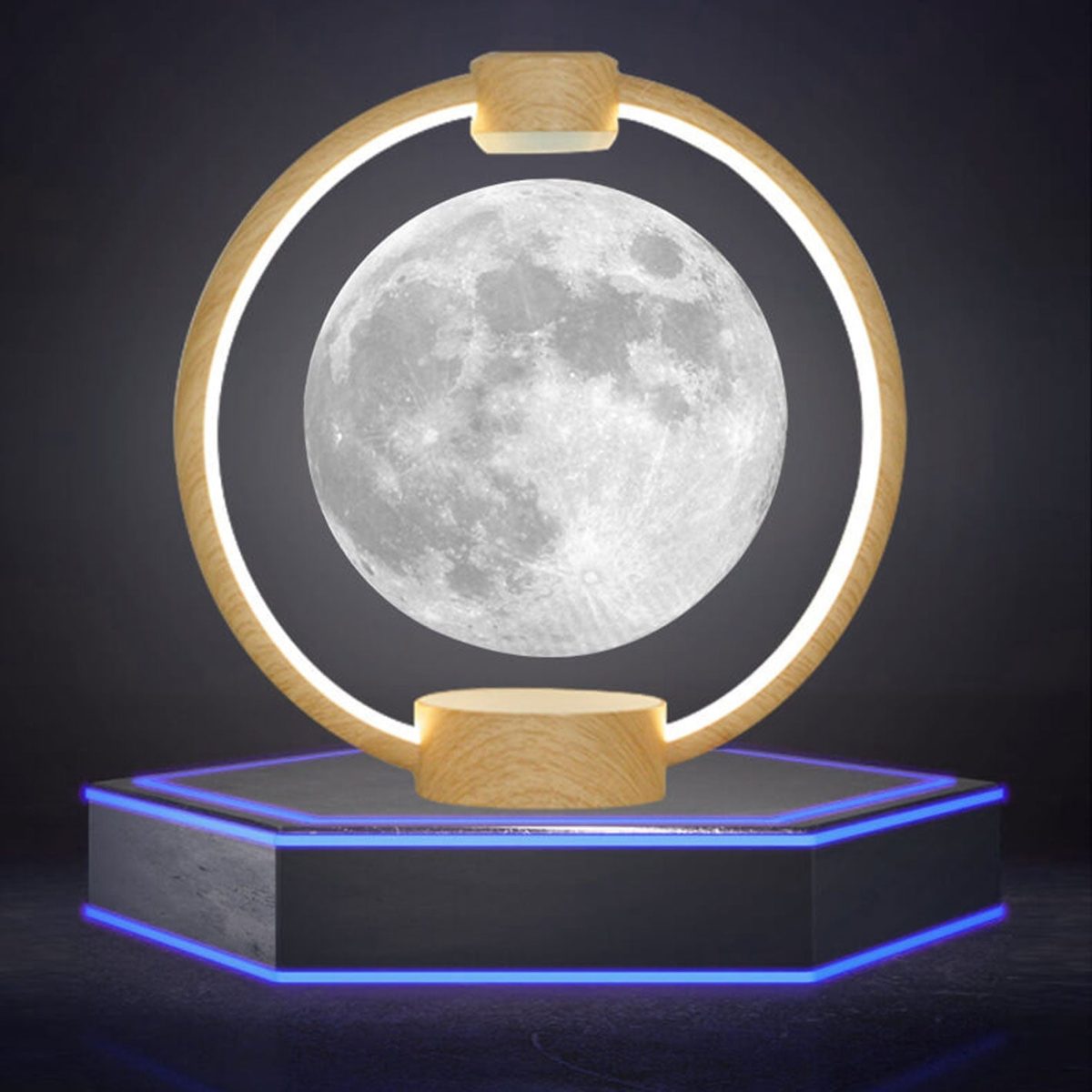Creative Maglev Moon Design LED Colorful Light Night Light Table Lamp - Image 1