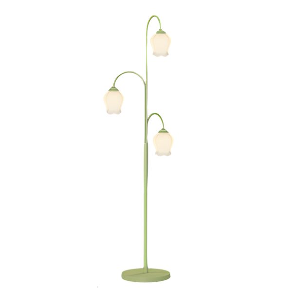 3-light Green Flower Dimmable Arc Hanging Tuilp Floor Lamp - Image 5