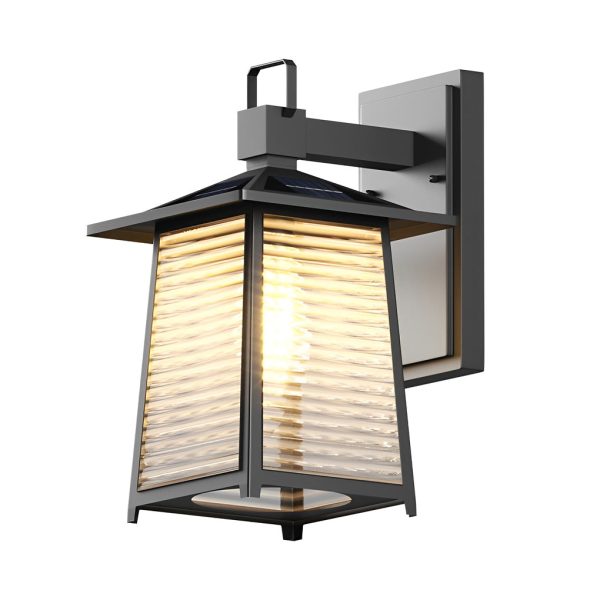 Waterproof Thickened Glass Black Retro Solar Outdoor Wall Lights - Image 10