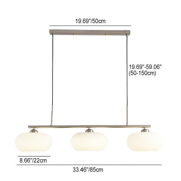 Light Luxury Persimmon Milk White Glass 3-Light Island Light Chandelier - Image 4