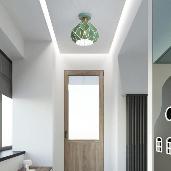 Modern Creative Diamond Dome 1-Light Macaron Semi-Flush Mount Ceiling Light - Image 3