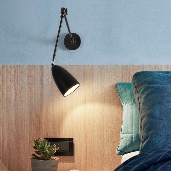Retro Industrial Swing Arm Rotating Retractable Iron 1-Light Wall Sconce Lamp - Image 5