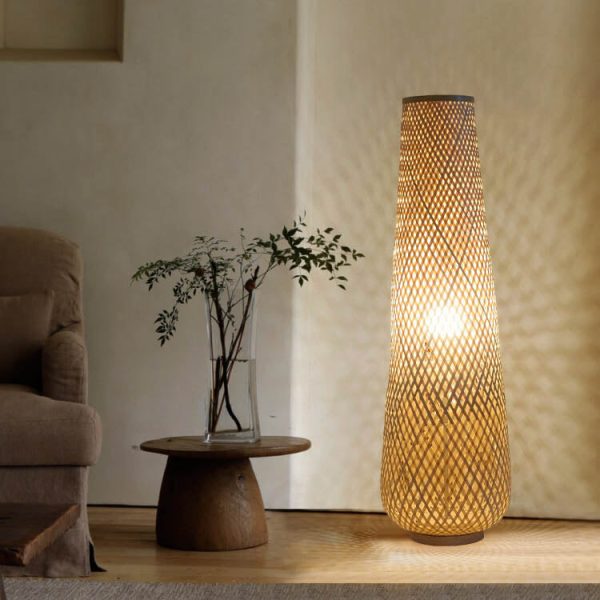 Modern Bamboo Weaving Column 1-Light LED Standing Floor Lamp - Image 12