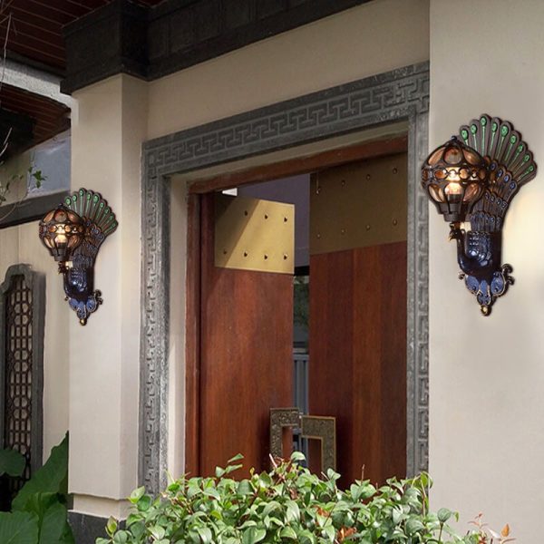 European Vintage Peacock 1-Light Outdoor Waterproof Wall Light - Image 14