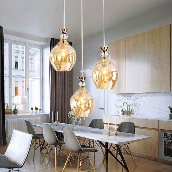 Nordic Gradient Glass Orb 1/3 Light Island Light Chandelier - Image 3