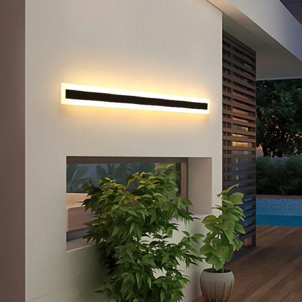 Minimalistic Elongated Bar Shaped 1-Light LED Acrylic Outdoor Waterproof Wall Light - Image 24