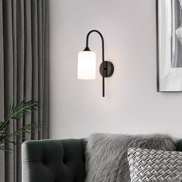 Modern Minimalist Glass Cylindrical Shade Bending Arm 1-Light Wall Sconce Lamp - Image 19
