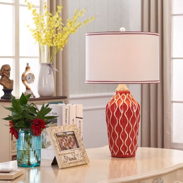 Modern Simple Fabric Ice Cracked Ceramics 1-Light Table Lamp - Image 2