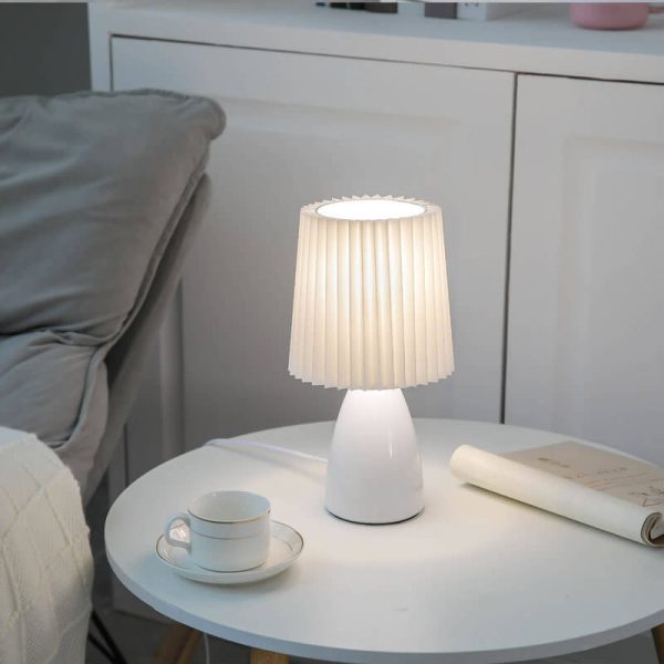 Nordic Vintage Pleated Shade Glass Base 1-Light Table Lamp - Image 2