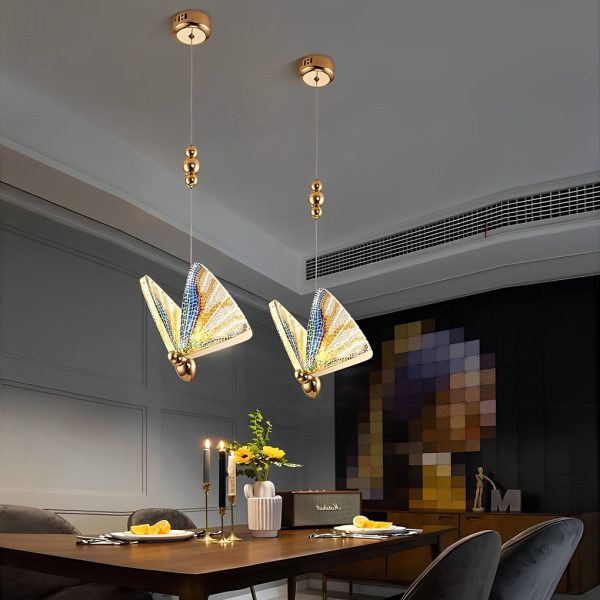 Butterfly Shape Multi-Color Metal Acrylic Design Pendant Lighting LED Ceiling Light - Image 3