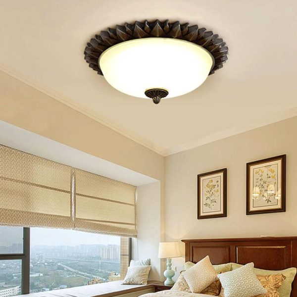 Vintage Glass Sun Bowl Shaped 1/3-Light Flush Mount Ceiling Light - Image 6