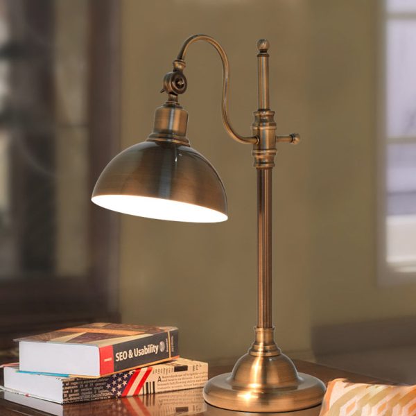 Industrial Retro Gold Iron Long Arm 1-Light LED Table Lamp - Image 2