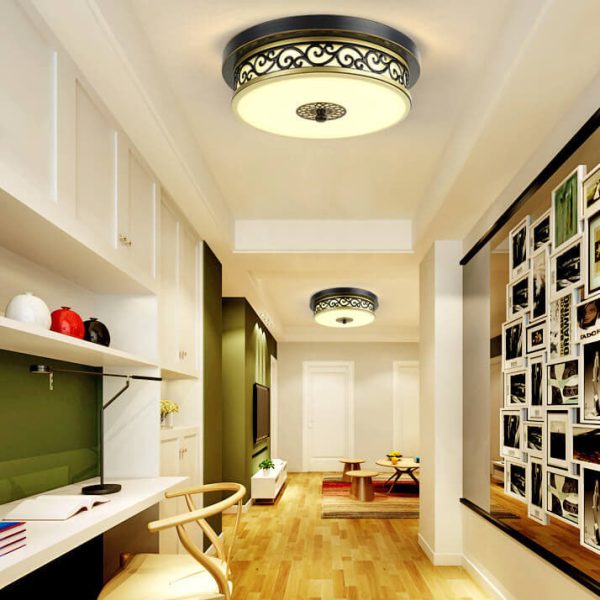 Vintage Circle Patterned Edge Iron 1-Light LED Flush Mount Ceiling Light - Image 19