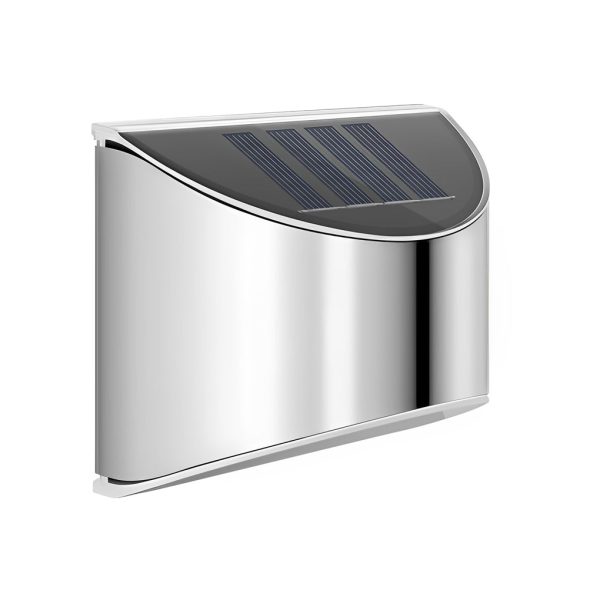 Stainless Steel Minimalist Waterproof Silver Modern Solar Wall Lamp - Image 10