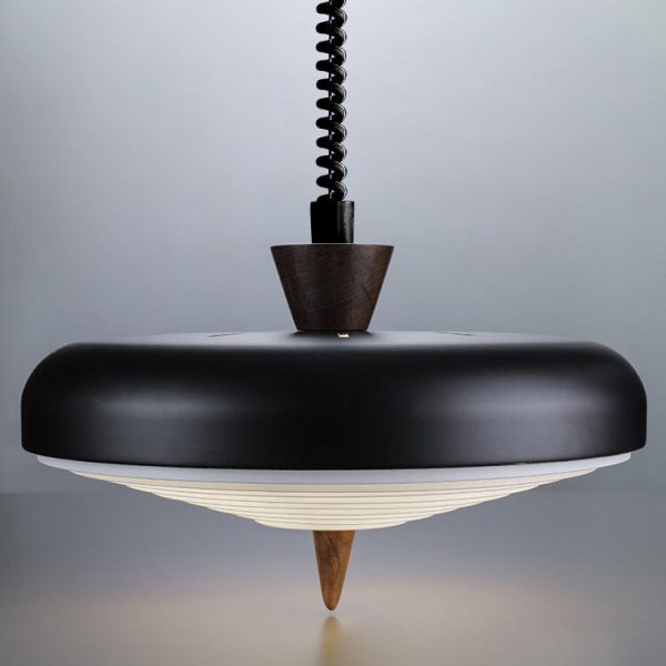 Industrial Iron Several Japanese Style Walnut Retractable 1-Light Pendant Light - Image 6