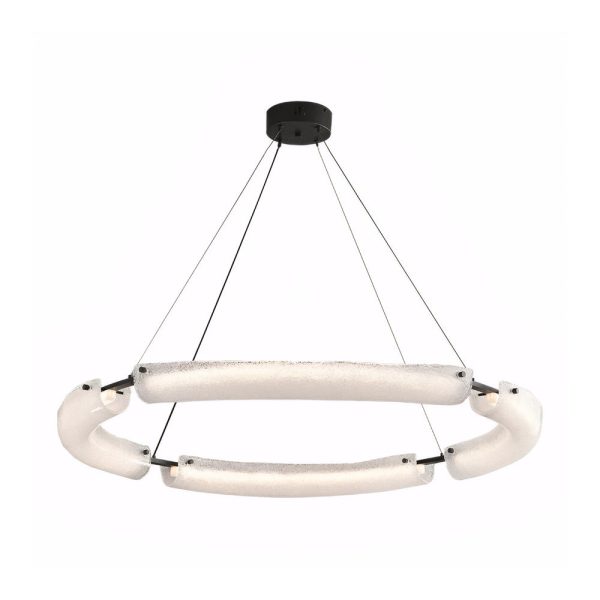 26''/34''/42'' Wide LED Frosted Water Glass Ring Chandelier - Image 7